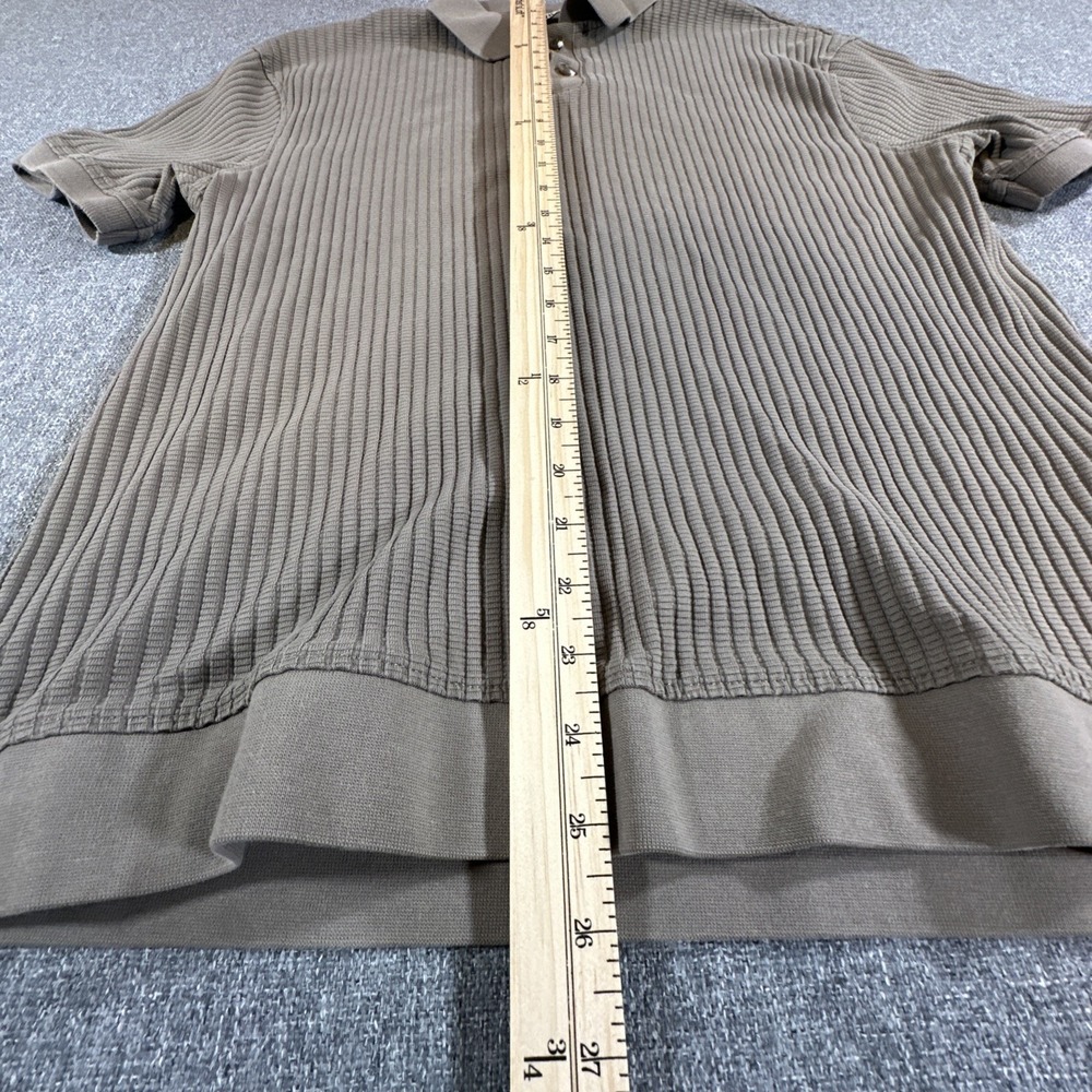 ZARA Ribbed Polo Shirt Mens L Tan Brown Knit Textured Short Sleeve - Picture 5 of 6